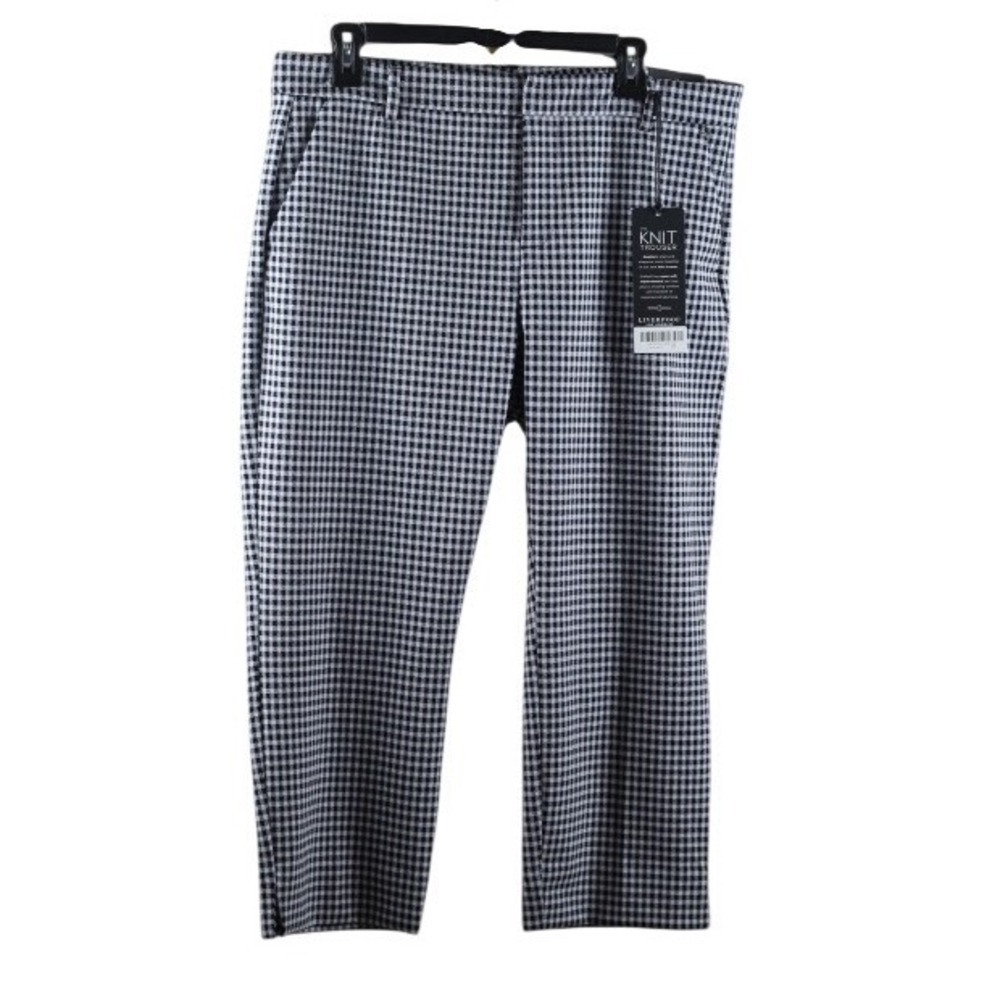 Liverpool Los Angeles Knit Trouser Petite 31/12 G. Black White Cropped Pants